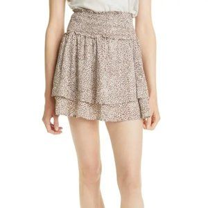 Rails Addison Smocked Linen Blend Miniskirt ~ Sand Cheetah ~ Size XL